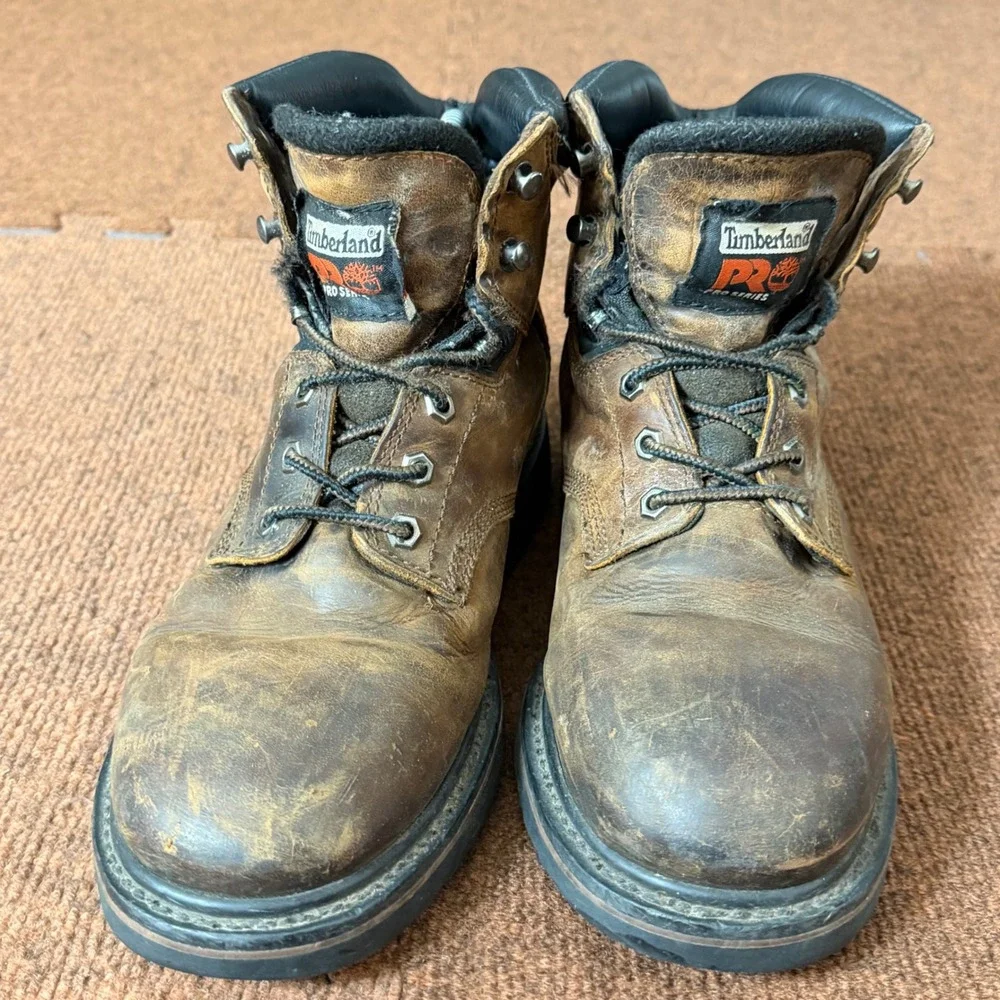 Timberland PRO Series Mens 8.5 M Brown Leather Work Boots 33046‎ Lace Up Ankle